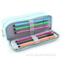 Macaroon color Double Side Opening Zpper Pencil Pouch